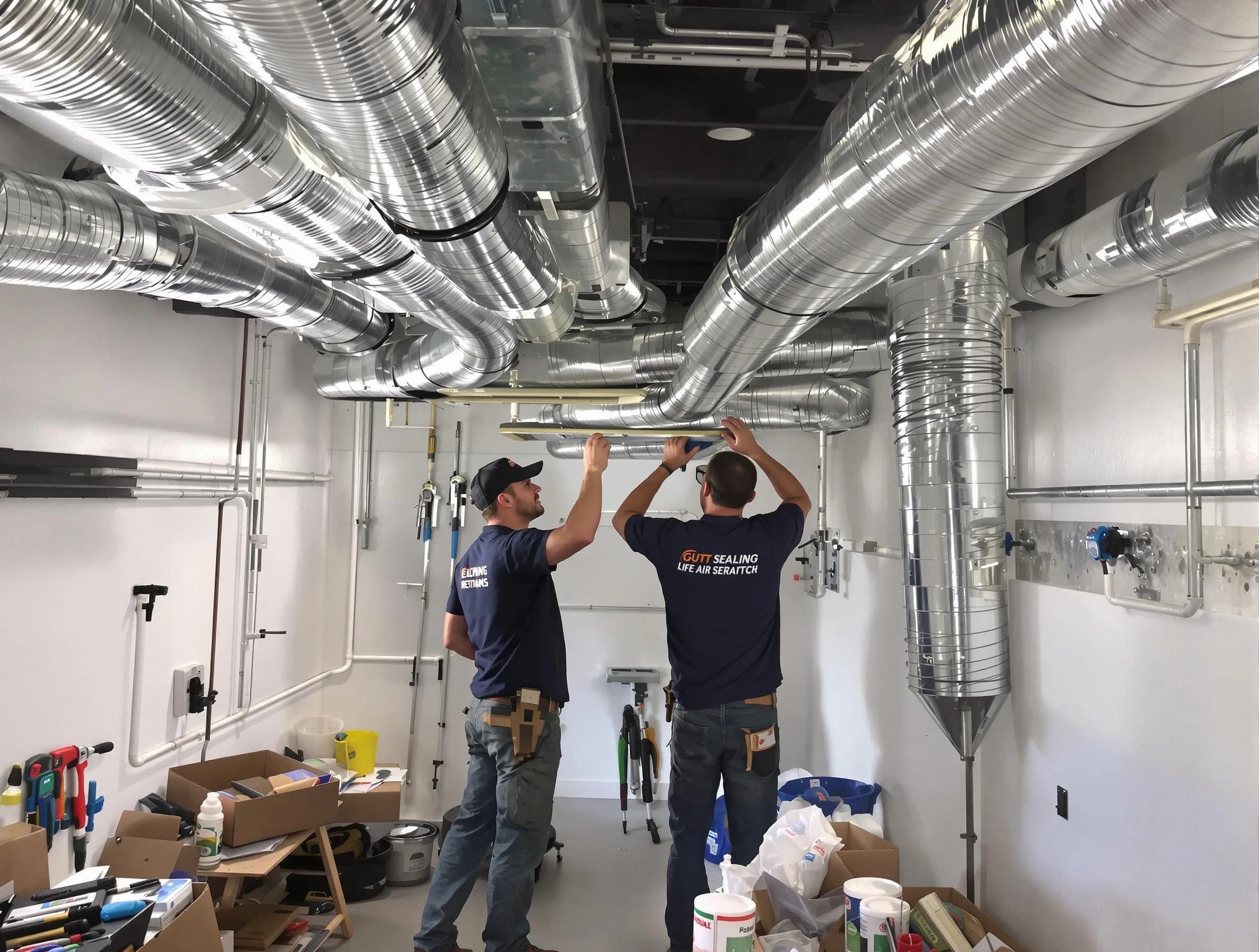 Moore Air Duct Cleaning technician applying professional duct sealing solutions in Moore
