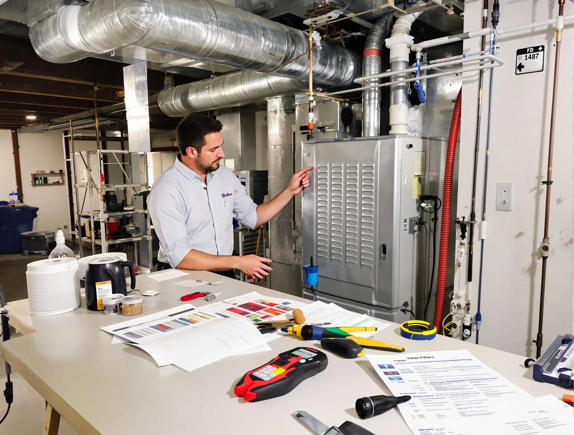 Moore Air Duct Cleaning inspector conducting detailed filter system evaluation using professional diagnostic tools in Moore