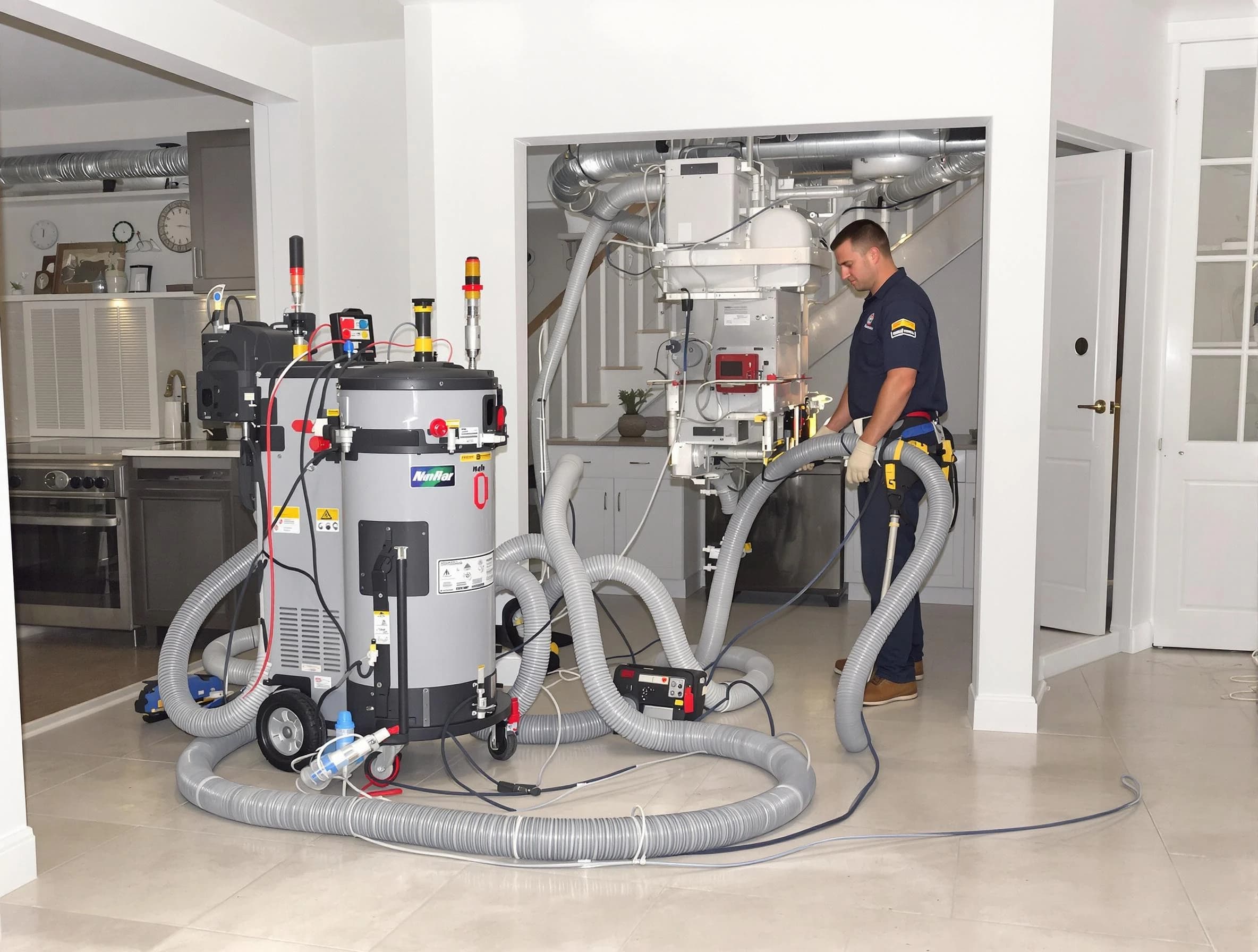 Moore Air Duct Cleaning technician operating negative pressure cleaning equipment for thorough duct maintenance in Moore