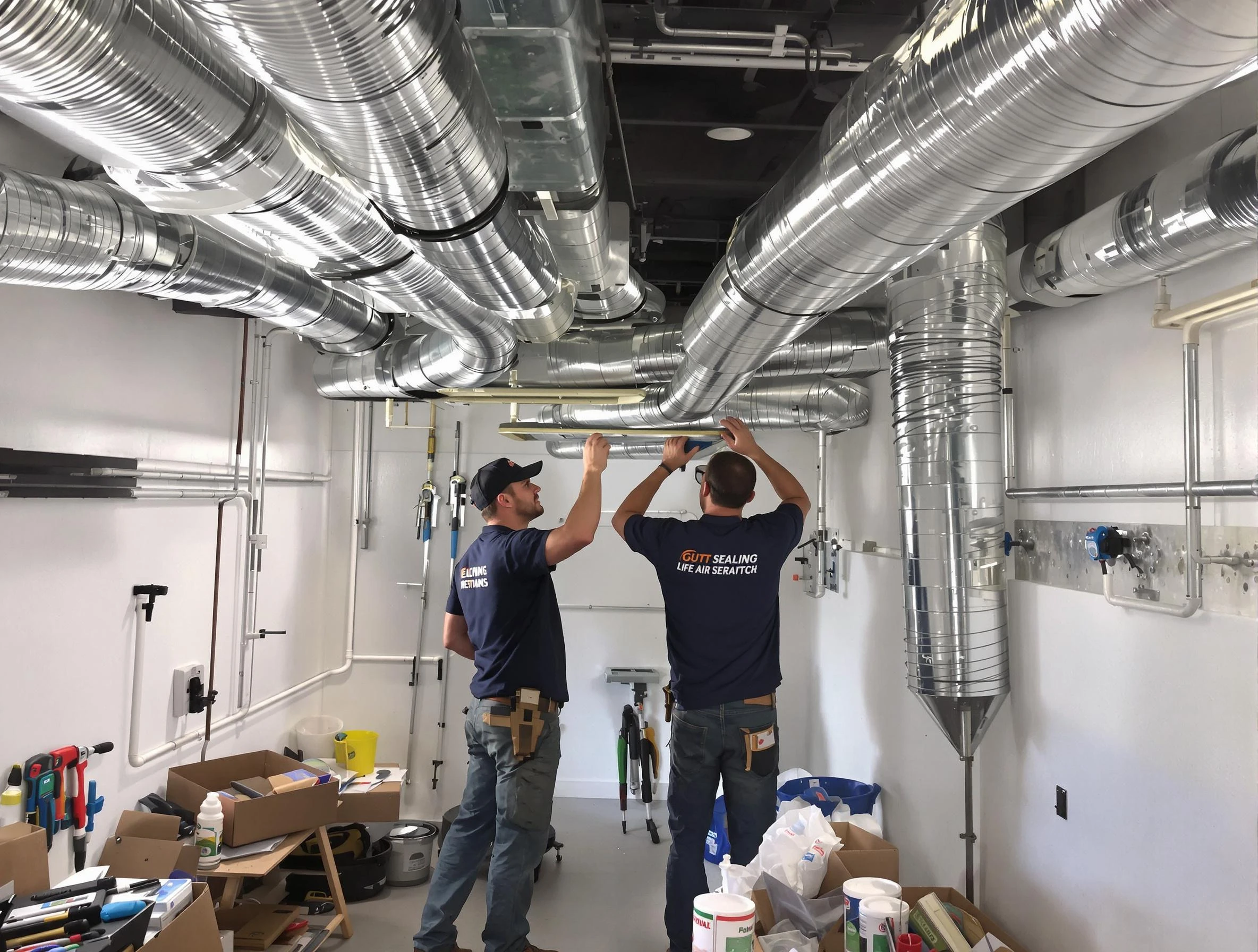 Moore Air Duct Cleaning technician applying professional duct sealing solutions in Moore